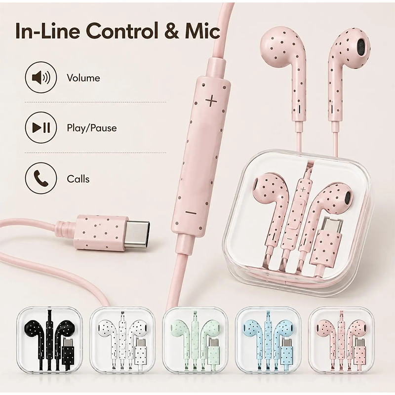 Wired Earphone Mic - Écouteurs intra-auriculaires filaires de type C